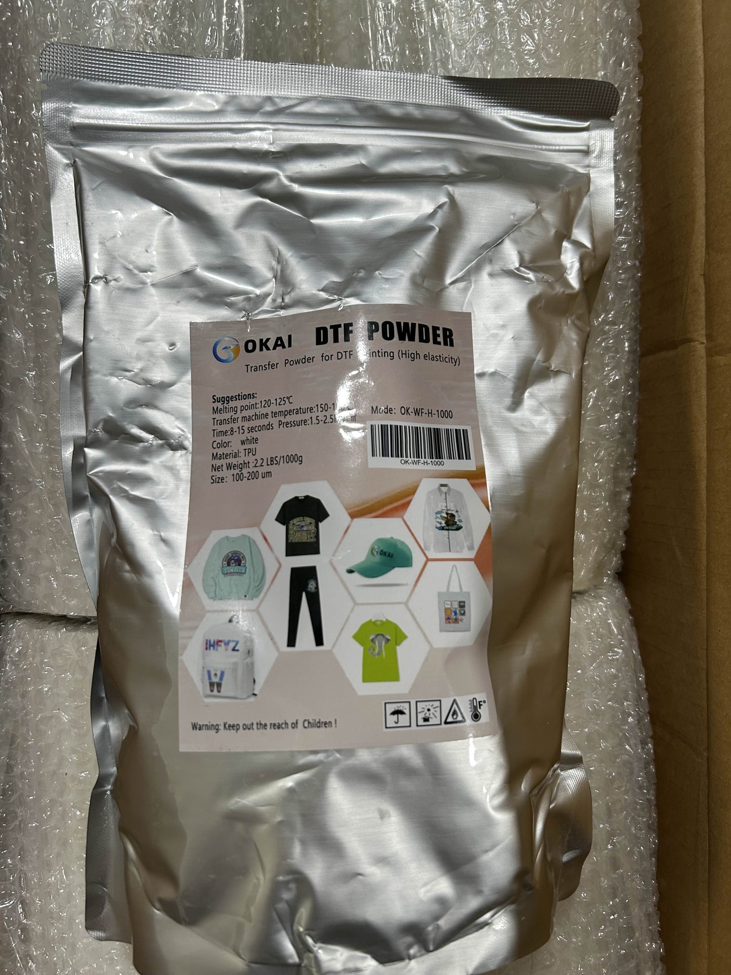 OKAI Premium DTF Powder – 1 kg Hot Melt Adhesive for Direct-to-Film Printing